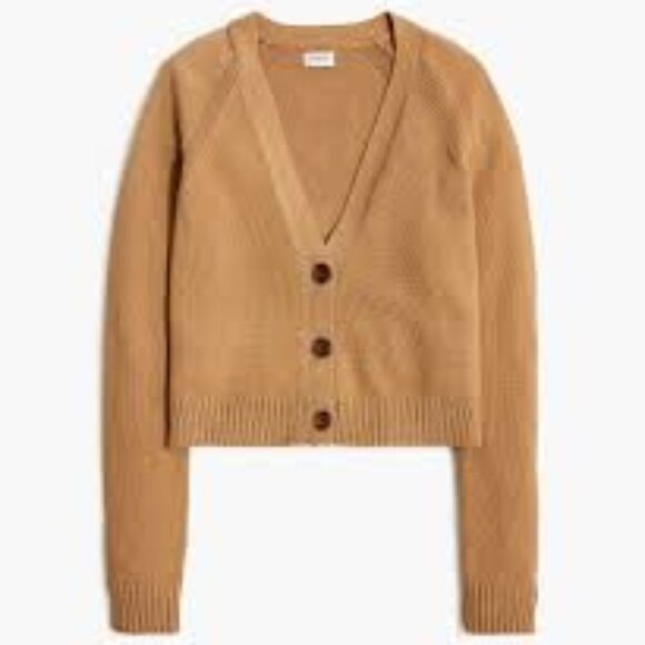 J. Crew Factory Sweaters - J. Crew Camel Cotton Blend V-Neck Cardigan Sweater/NWT/XL